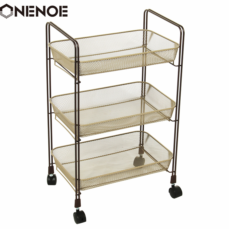 Projekt Onenoe Nowoczesny metalowa siatka 3-poziomowy organizator magazynowy wielokrotnie użyteczny wózek Rolling Kitchen Wail Mocne Atable Trame Wózek z koszykami